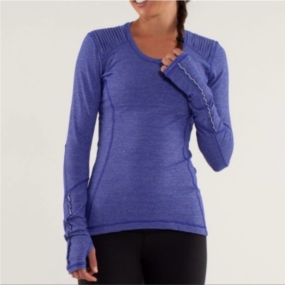 Lululemon Star Runner long Tonka Stripe Pigment Blue Rulu material size 4